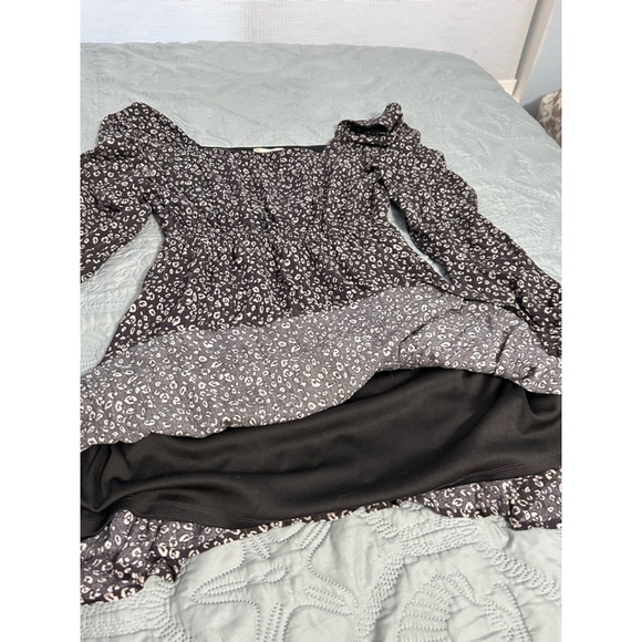 Altar'd State Boho Dress Size M Dark Gray Floral Long Sleeve - Picture 8 of 10